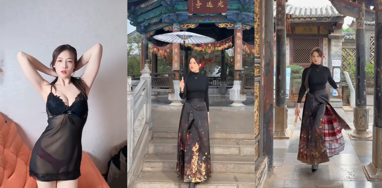 抖音网红 柯可西 高冷灰裙里粉嫩内搭镜头前露出柔软反差一面！