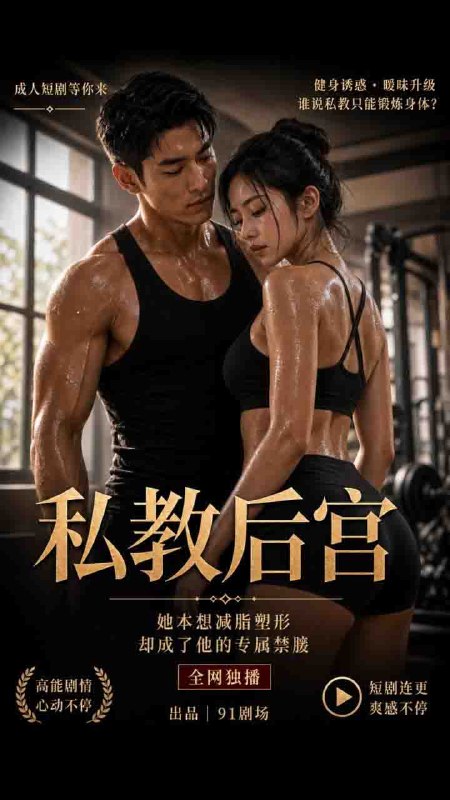 AI成人短剧 私教后宫 健身馆私教的禁忌释放 欲望横流的交欢