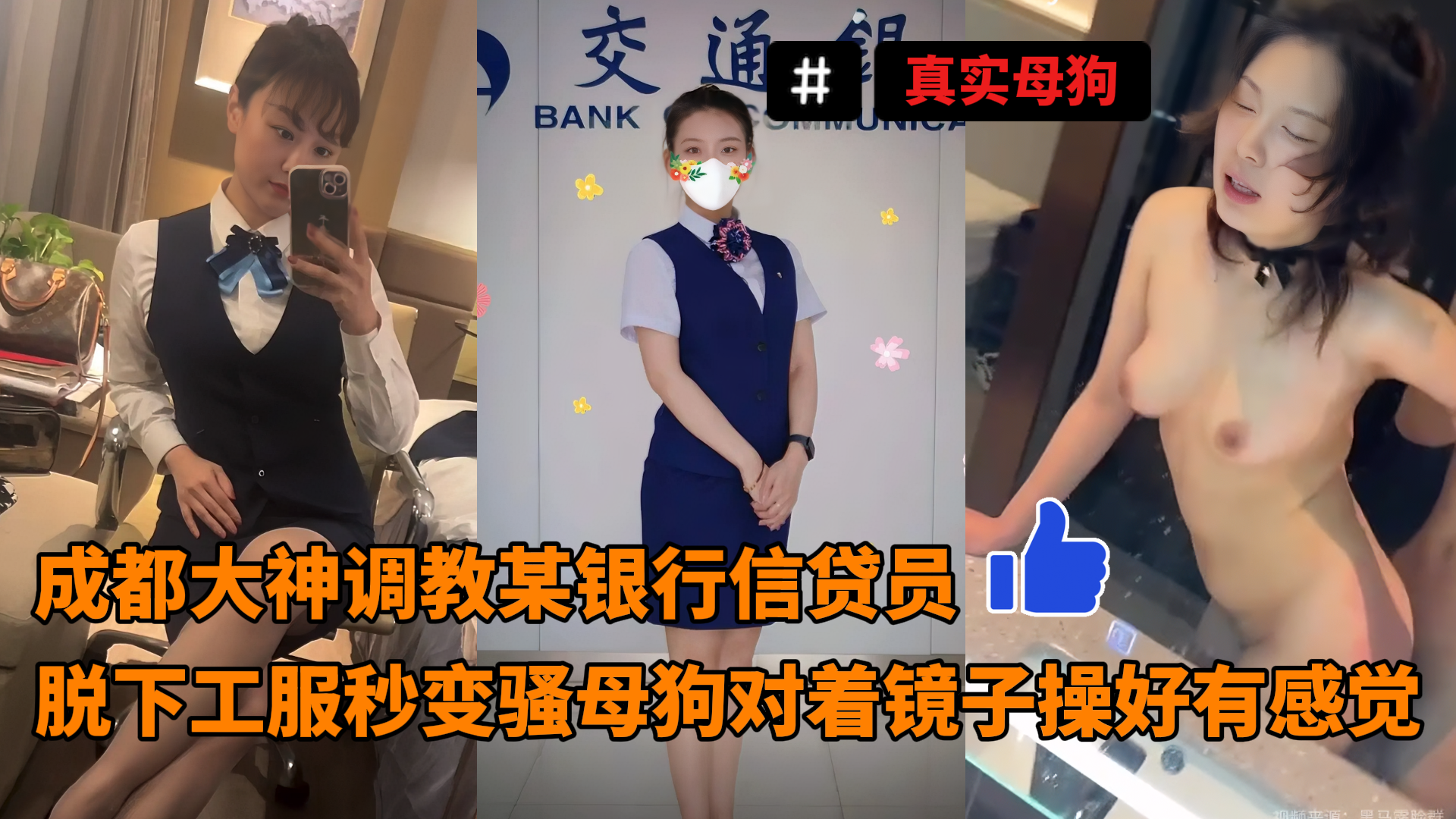 Áp phích cho 调教某银行信贷员，脱下工服，秒变骚母狗，对着镜子操好有感觉