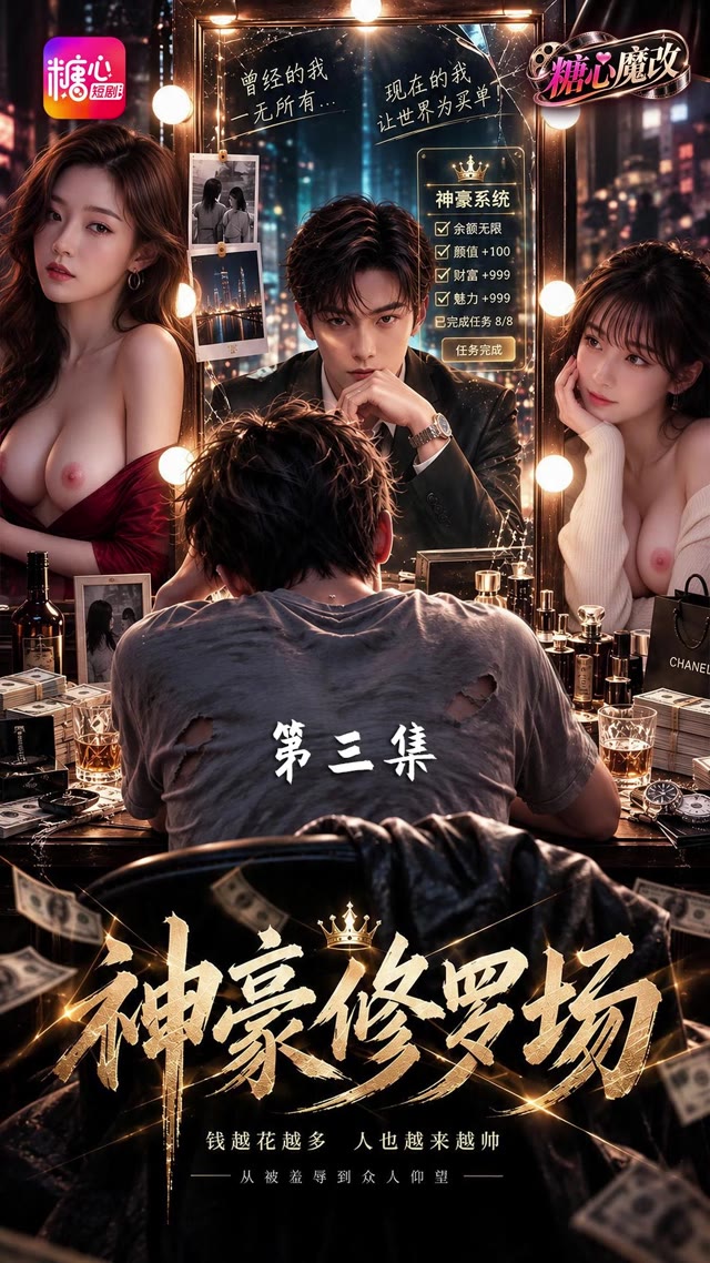AI成人短剧 神豪修罗场 第3集 发小的意外之喜 醉酒青梅意外吻醒穷学生