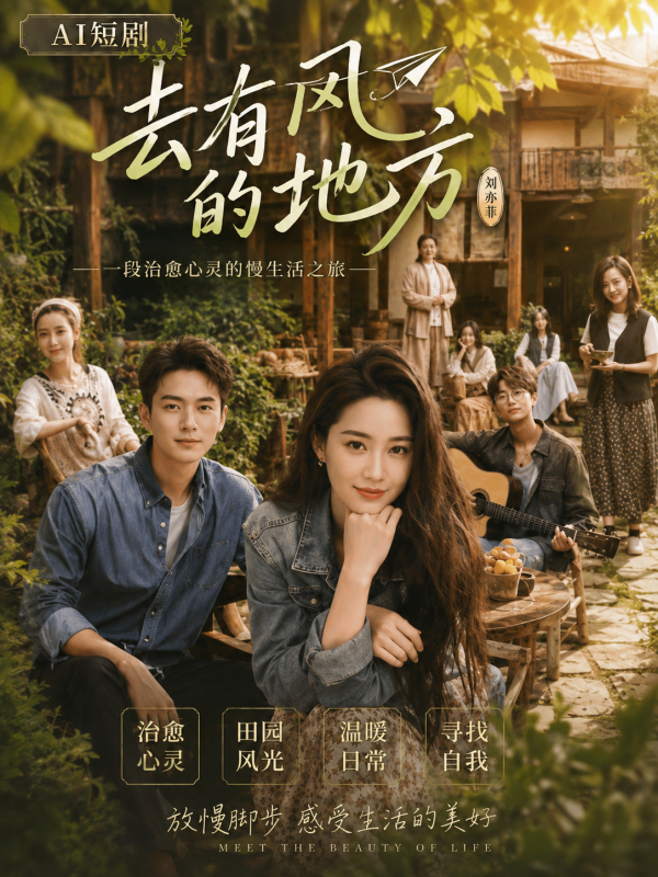 โปสเตอร์สำหรับ 去有风的地方 刘亦菲 乡村生活里与男主角肢体纠缠情欲升温 治愈暧昧戏码 ai短剧 ai成人 田园爱情隐秘激情故事让人放松心动