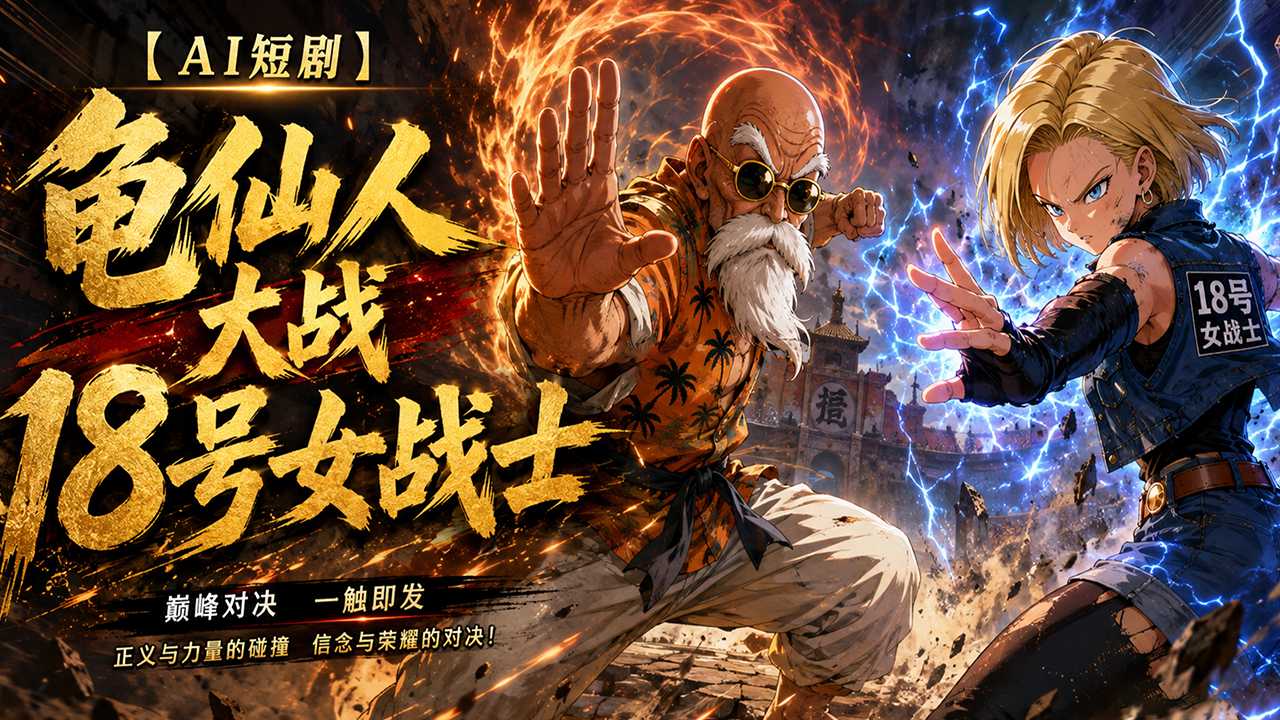 【AI成人短劇】龜仙人大戰18號女戰士 龜仙人18號親密 龍珠情慾故事 18號纏綿 ai短劇 的封面
