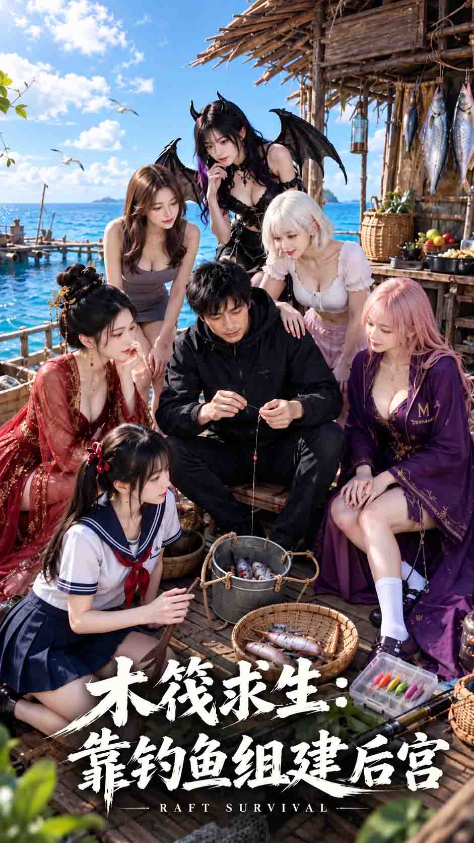 木筏求生：靠钓鱼组建后宫