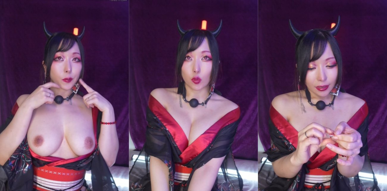 OnlyFans 日本阿黑颜重口博主 sakuyamako 福利视频 恶魔浴袍骚菊展示 空气口交色情诱惑！